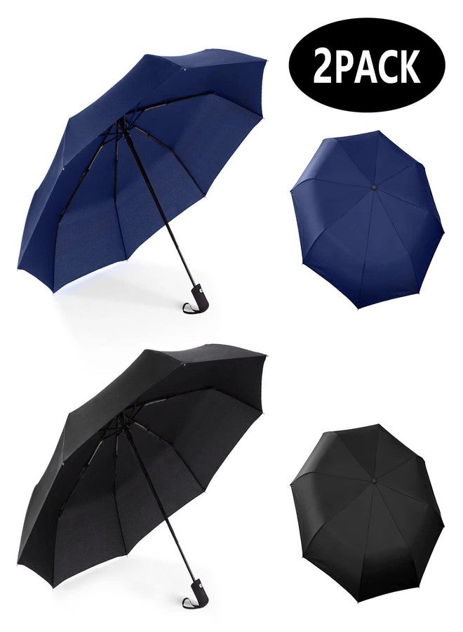 RONIARE 2 Packs Travel Umbrellas for rain Windproof Compact Umbrella Folding Small Strong and Portable Automatic Open and Close - Men and Women (Black + Blue) - Image 3